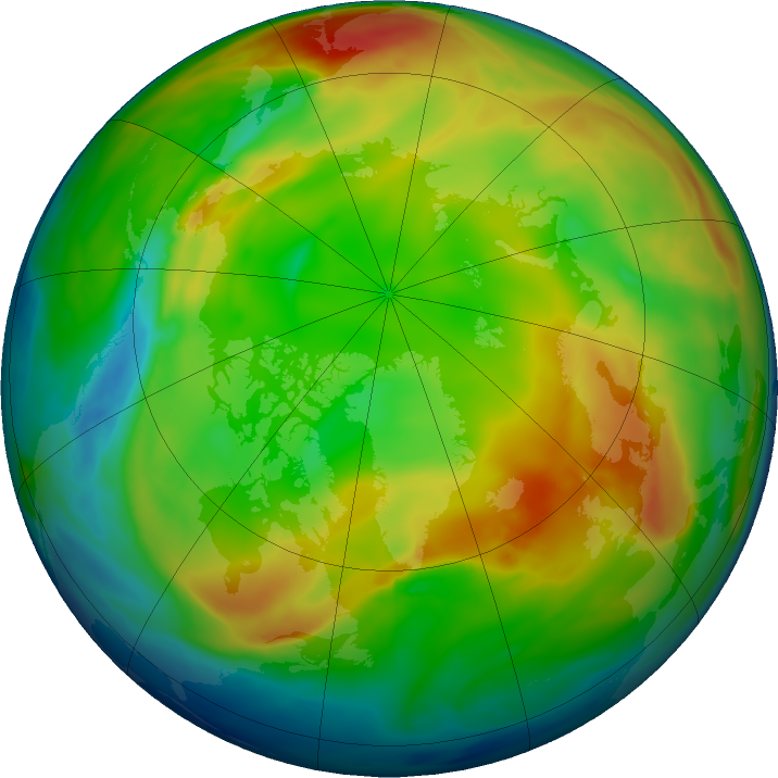 Arctic ozone map for 13 January 2017